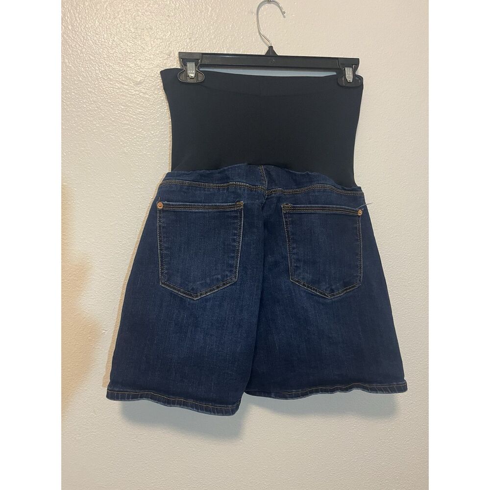Indigo Poppy Women Maternity Shorts XL Blue Denim Stretch Pockets Pull On - Picture 2 of 3